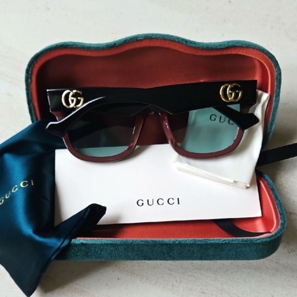 NWT GUCCI GG Marmont Burgundy and Black Sunglasses - Picture 5 of 6